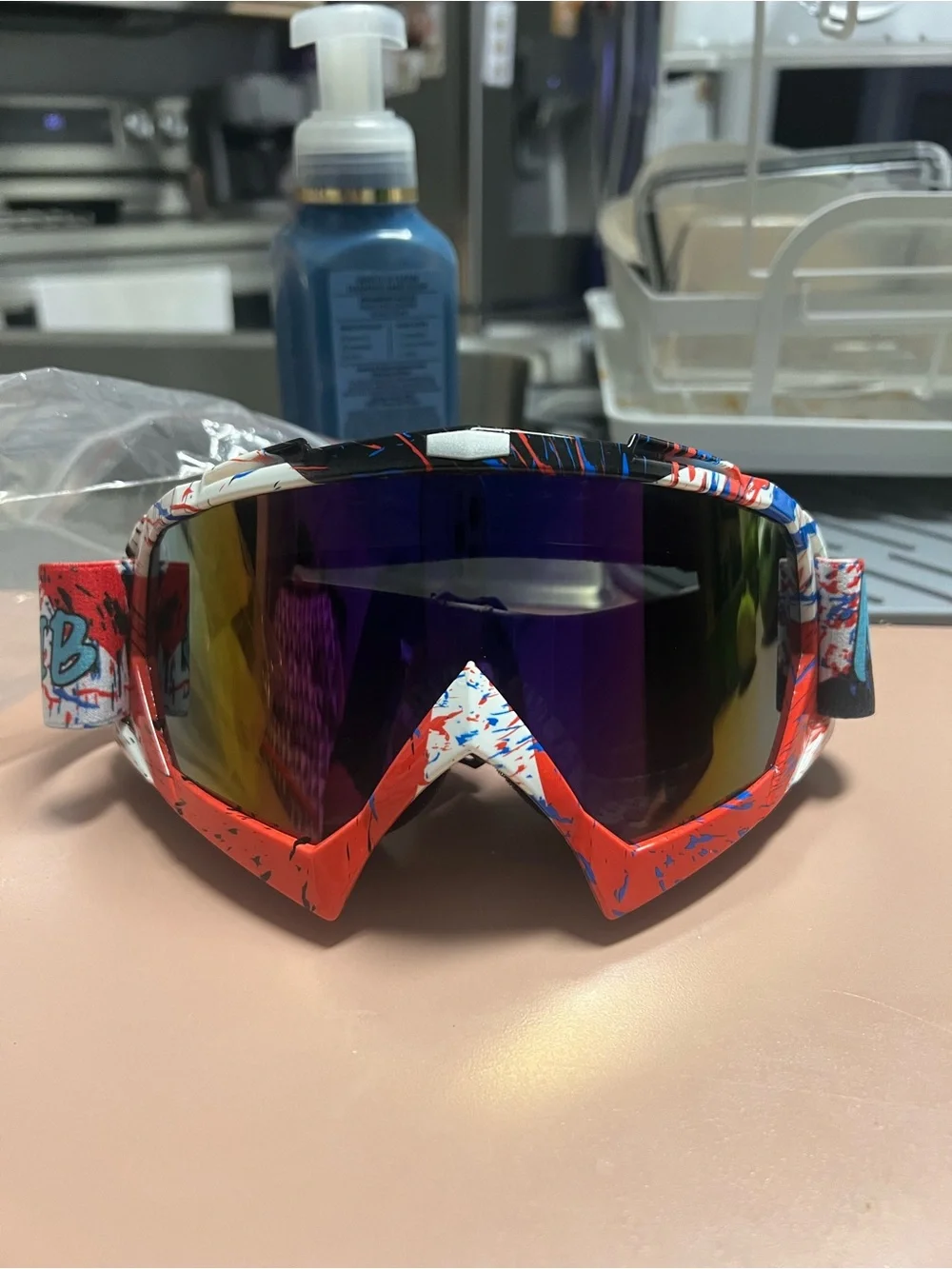 Red White & Blue Mirrored  Goggles
